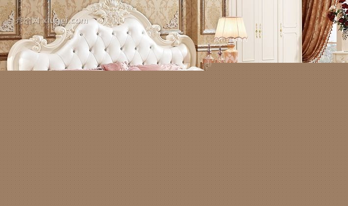 美凯华家具欧式实木9903型号双人床，荷花白色彩融合深雕花工艺