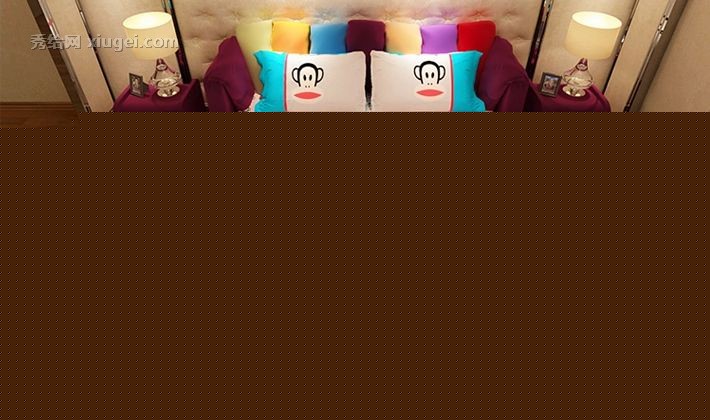 睿酷1.8米可拆洗布艺床，小丑帽组装双人床，现代简约158七彩床