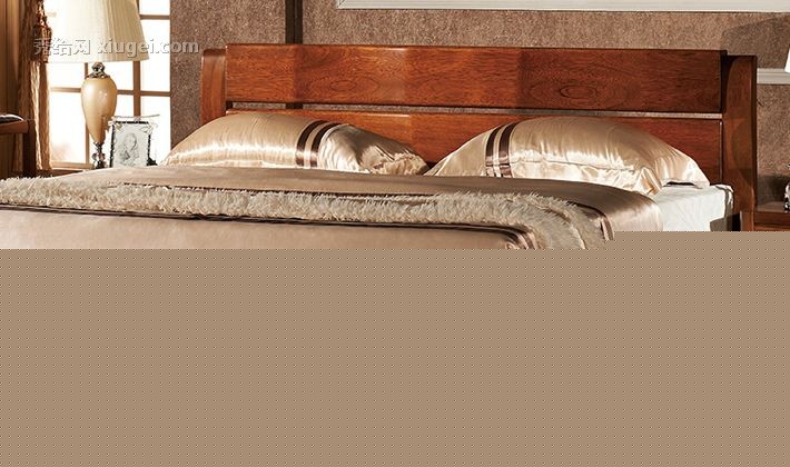 木桐居乌金木色双人床，环保橡木床，实木双人床型号: MTJ9105C