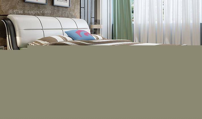 格杰仕黑色方形双人真皮床，真皮漆光圆角智能沙发床，型号：910