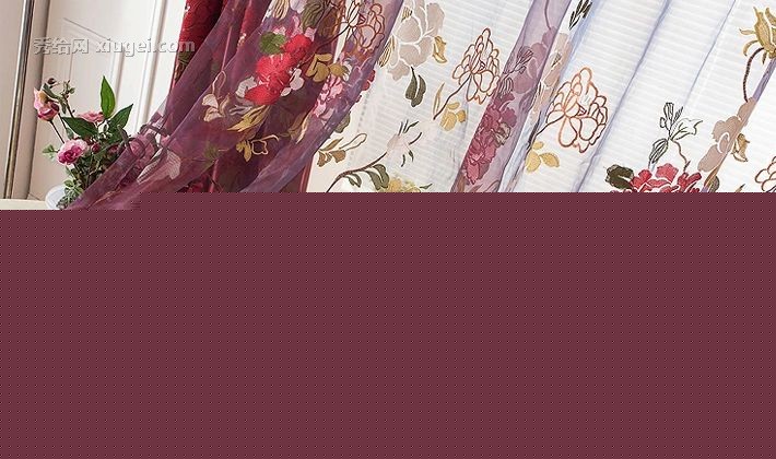 Fashion Household/典尚美家牌婚庆窗帘，美满一生型号打孔帘，精美绣花工艺