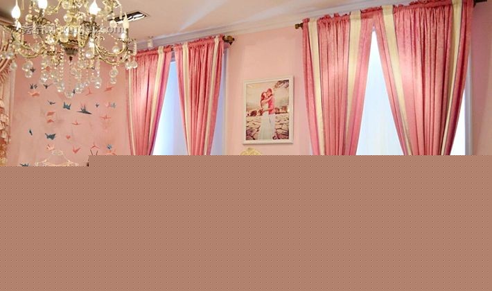 布居艺阁家居粉红色布帘，简约穿杆式定制纱帘，货号14COL45-7-6