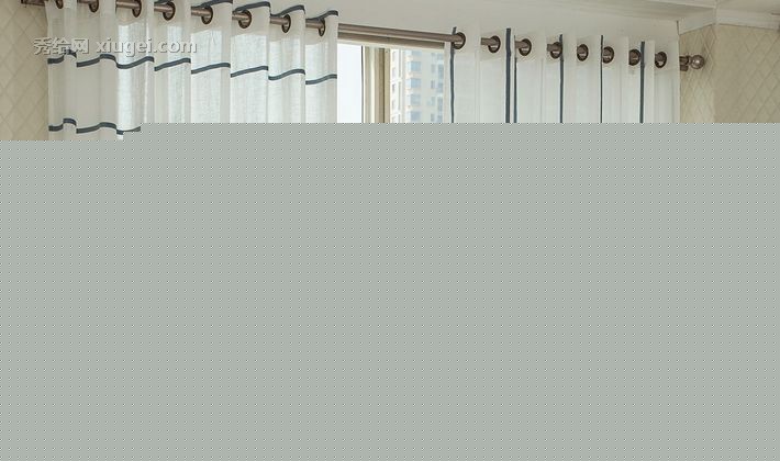 现代时尚条纹窗纱，木子阁半透光定制窗帘纱，穿杆式安装方便快捷