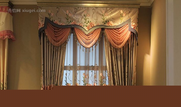 雅阁品牌全遮光绣花窗帘，欧式宫廷的高档窗帘，定制布料窗纱窗帘