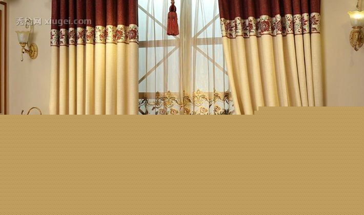 伊佳仁棉麻拼接提花窗帘，可定制穿杆式布帘，型号: YJ535