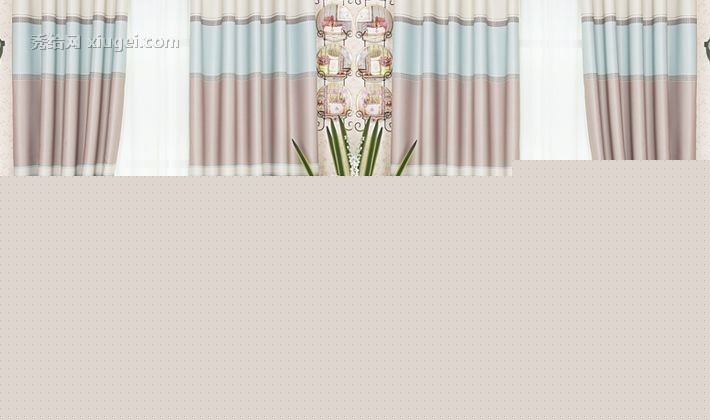 乐巢家居混色活性印染窗帘，穿杆式遮光窗帘，布艺飘窗货号: 地中海式