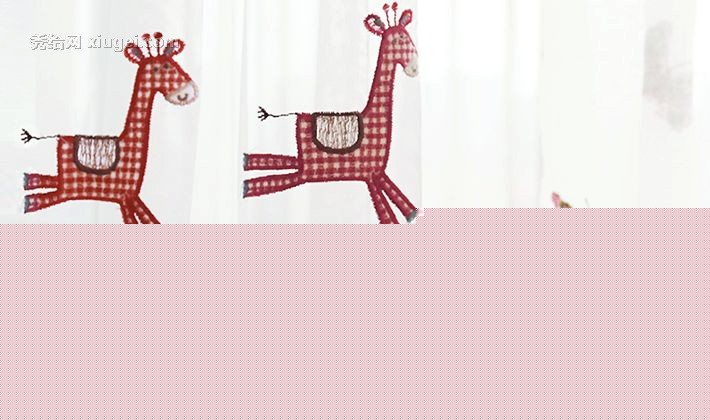 卡通刺绣窗帘，Gafuhome定制儿童房窗帘布，GH3601165北欧窗纱