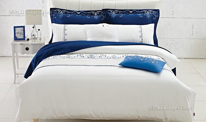 蓝色梦幻全棉高支四六件套，多件套斜纹60支五星级床品被套被单康尔馨货号: 2013080503