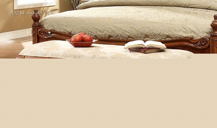 瑞福祥美式布艺简约床尾凳，进口实木纯手工雕刻工艺，坚固耐用多功能长凳