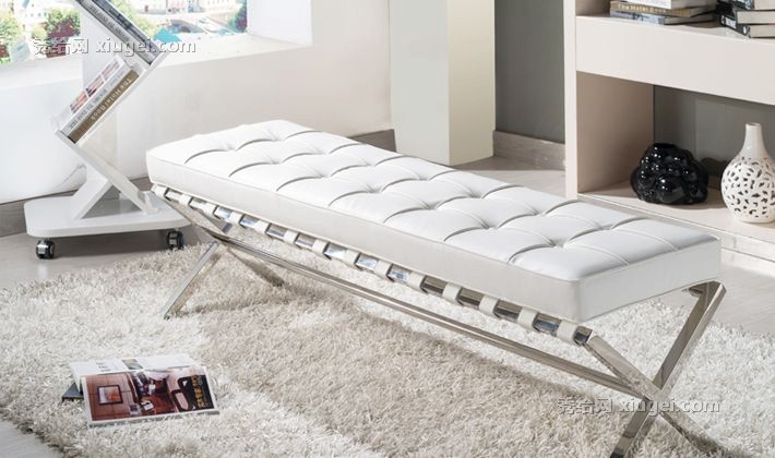 不锈钢多色现代简约床尾凳，皮艺时尚大方长凳休闲凳，钰庭轩货号CH107