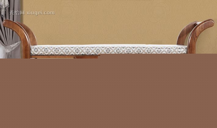 光明家具实木床尾凳，新古典水曲柳换鞋凳，型号SG99-1355-150