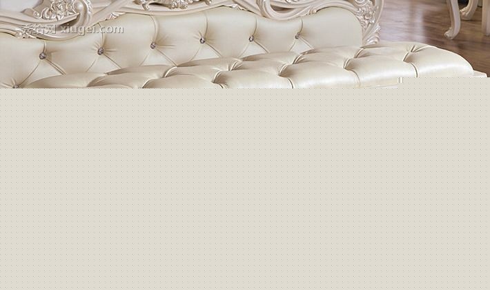 诗雅轩家具皮艺卧室床尾凳，象牙白欧式橡胶木床尾凳，型号: LMACWD