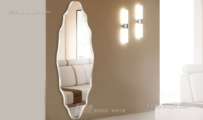 A007型法兰棋创意试衣镜，欧式无框壁挂式穿衣镜，椭圆异形全身镜