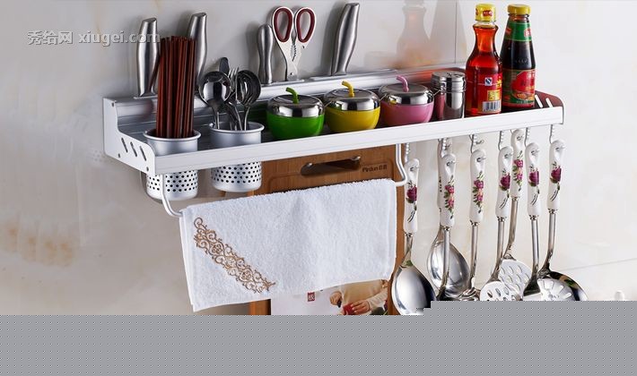 伯盾铝制精美花纹厨房挂架，多功能连体护栏厨房挂架，型号: BD9506