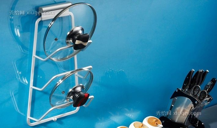 三层多功能厨房挂架，卡贝锅盖挂架带接水盘，太空铝可拆卸超强承重