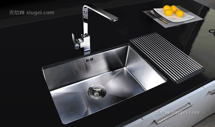 浦恒品牌时尚简约不锈钢水槽，X型导流线洗碗单槽，型号: PHS00A