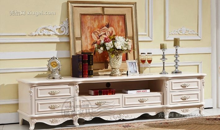 极鼎家具欧式实木多功能电视柜，JD-F20系列橡木烤漆客厅电视柜