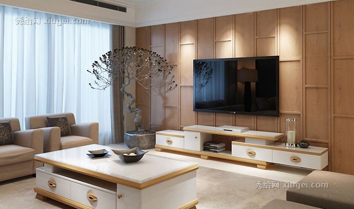 尚金装家私现代中式榉木组装电视柜，白色玻璃电视柜，型号: myspsmdsg-11