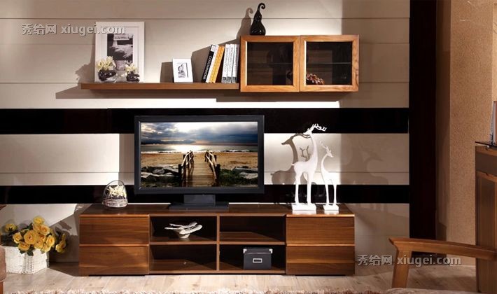 林氏木业品牌中式玻璃电视柜，强大功能四合一储物客厅电视柜，型号L08.03