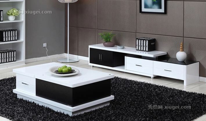 全友120312电视柜茶几组合，客厅环保板式两件套，可伸缩多功能