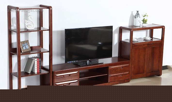 100%全实木电视机柜组合，多功能客厅地柜现代中式风尚，36521A 奢华光明家具