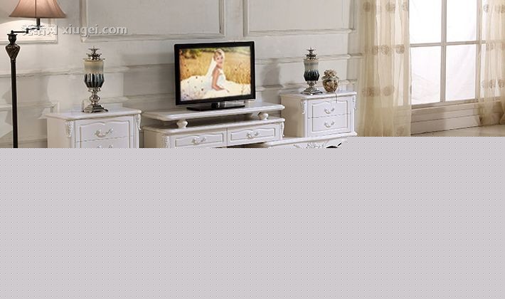 木奕欧式象牙白电视柜，客厅卧房可伸缩电视柜组合，板式组装型地柜