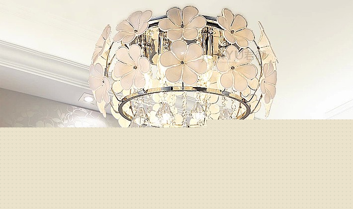 君御优雅时尚水晶吊灯,精致白色花饰节能两用灯,型号：4028