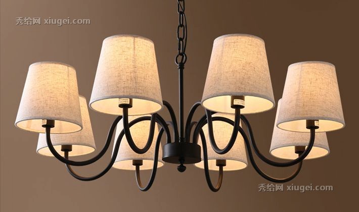 腾辉野马北欧宜家时尚吊灯，优雅布艺铁艺书房吊灯，型号D028