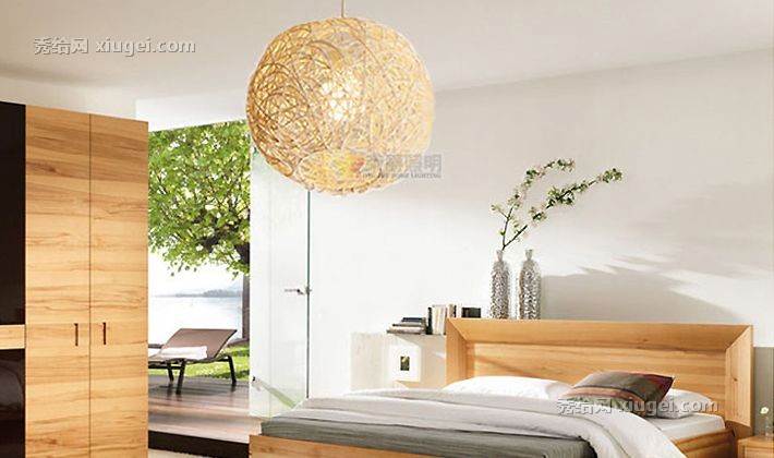 荣爵灯饰RJ803手工编织藤艺吊灯，现代简约室内灯具，极具创意