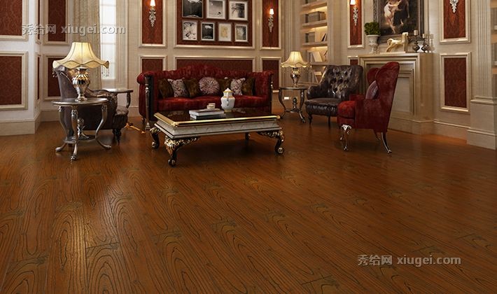 博典栗木仿古浮雕地板，纯实木手抓纹防滑地板，型号SD8867