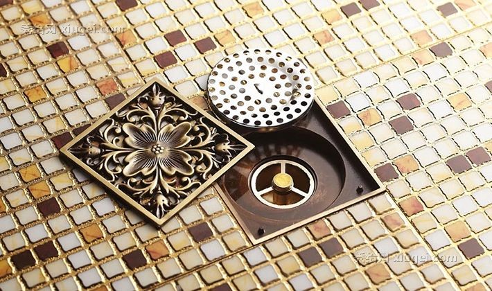 JCS/居臣仕型号8880地漏，全铜欧式雕花仿古地漏，多功能防臭地漏