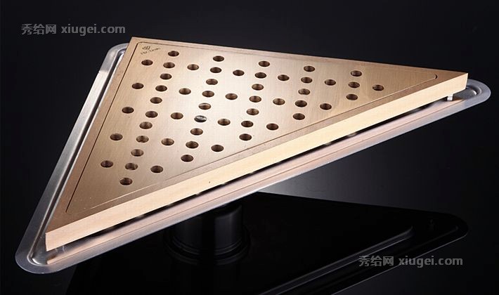 返必克高端三角形地漏，青铜拉丝超大流量地漏，磁悬浮自闭地漏HB02