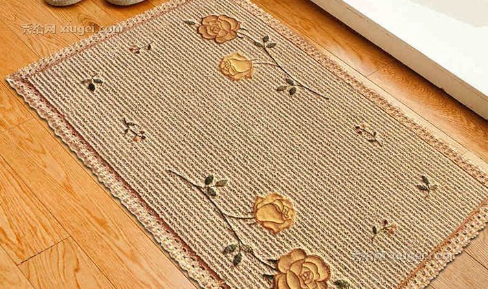 山花刺绣家用成品地毯，XCP-062I-1防滑花饰地垫，门厅玄关环保地垫