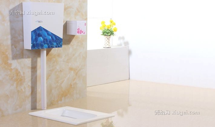 KJ-611白色陶瓷无挡水蹲厕，恺爵卫浴彩色水箱节能环保蹲便器，纳米智洁釉面光滑细腻