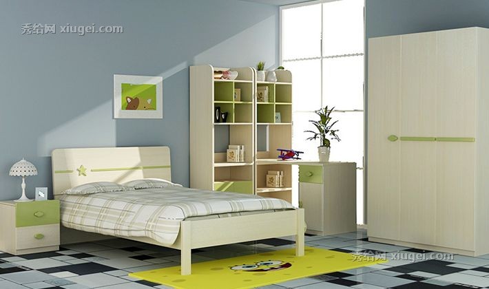 Sunhoo/双虎儿童套房家具，E1级板材儿童床，青少年卧室家具套装组合