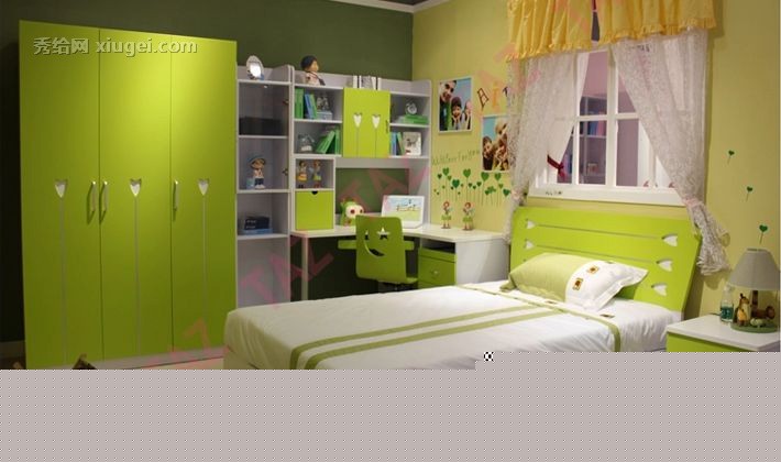 羊城·太子简约现代组装板式儿童床头柜，活力草绿色床头柜，型号: 302