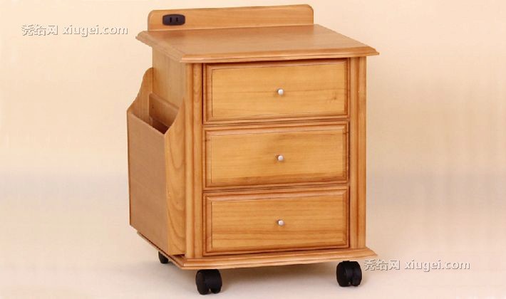 玖木九美实木儿童床头柜，现代简约三斗柜，CTG-108型号储物收纳柜