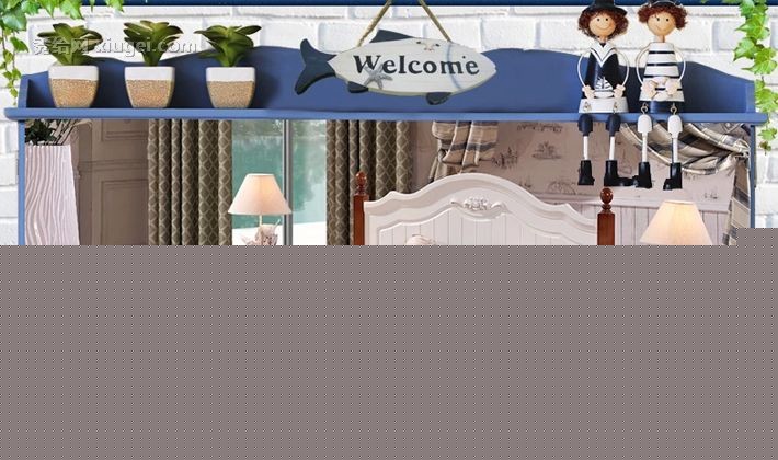 槿慕轩品牌橡木儿童床头柜，地中海式环保储物柜，型号NMS652