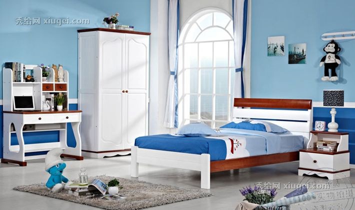 纷兰童话地中海风格儿童储物柜，百分百进口智利松打造，优质水性木器漆绿色环保