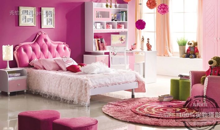 逸琪351高密度纤维板田园可爱风格儿童床头柜，三节静音导轨弧线边角设计儿童房床头柜