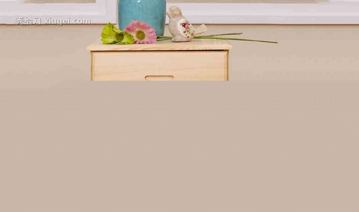 博瑞嘉儿童床头柜，田园风实木组装双抽收纳床头柜，型号BRJ2014002