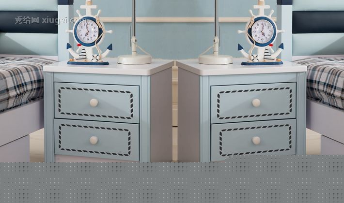 梦露铂宫田园浅色床头柜，D-355B人造板儿童柜子，环保清漆健康储物柜