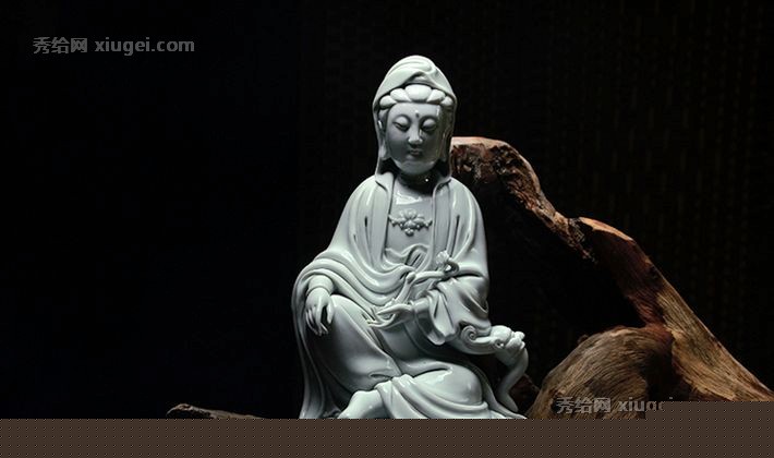 自有名堂陶瓷披坐观音摆件，12-20寸佛像桌面摆件，观音菩萨风水摆件