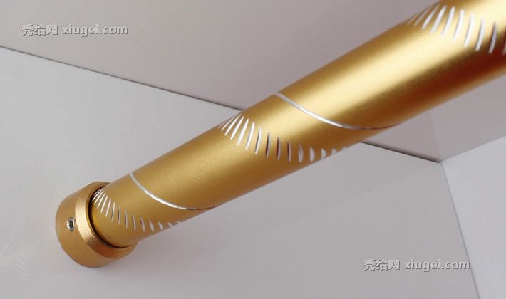 一易云金银色圆柱形挂衣杆，不锈钢伸缩衣厨挂杆，铝合金法兰托挂衣架