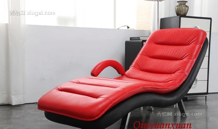 沁源轩B7178防水皮艺贵妃椅，现代简约休闲客厅躺椅，透气耐磨钢铁撑脚午休椅