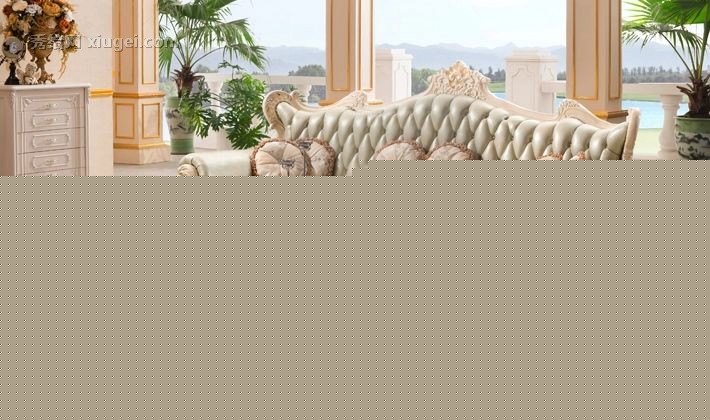 塞瓦那莉品牌真皮艺欧式贵妃椅，实木转角雕花美人卧榻，型号HM8268