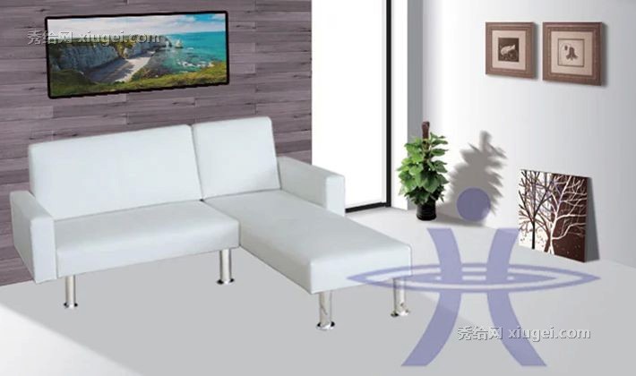 福润SF8014漆光表面贵妃椅，现代简约皮艺午休椅，钢铁底脚结实躺椅