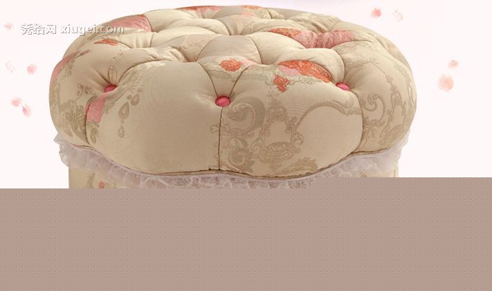 林氏木业实木换鞋凳，时尚布艺绣花凳，韩式田园换鞋凳型号: B11