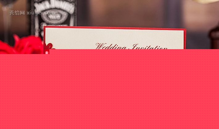 戏法空间中国红雕花信封请帖，欧式艺术创意结婚喜帖，货号: 0027