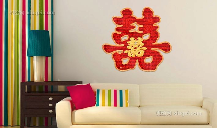 麦达令中国风烫金喜字贴，大红色婚庆婚礼装饰用品，货号: xz-001